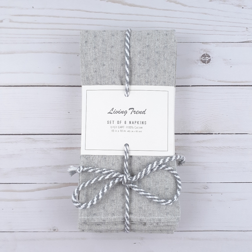 Fabric Dinner Napkins Melange Gray Dot 18x18 Set of 6